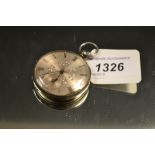 A silver faced fob watch, Pegard,