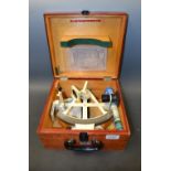 A German sextant, by Treiberger, cased with documentation,