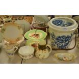 Ceramics and Glass - a Victorian Chatsworth Hotel Edensor slope bucket, a jug;  plates,