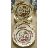 A set of seven Victorian desert plates, painted with foliage, 23cm diameter, c.