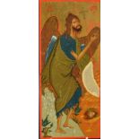 A Russian icon
an Angel above a Decapitated head and scroll,
