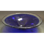 A Scandinavian Sommerso blue and clear glass circular fruit bowl