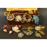 Costume Jewellery - Brooches including seed pearl, Royal Crown Derby , Art Deco style,