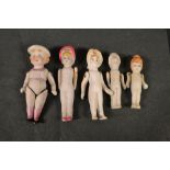 Dolls- Miniature all-bisque bonnet dolls, c1900,