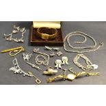 Jewellery & watches- a silver bracelet, lady's rotary watch, Accurist watch, chains, charms,