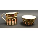 A Royal Crown Derby 1128 milk jug and sugar bowl