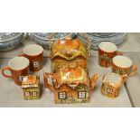 Cottage Ware - Price Kensington biscuit barrel, teapot, milk and sugar,