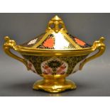 Royal Crown Derby 1128 pattern 2 handle urn and cover