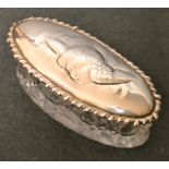 oval cut glass trinket box,