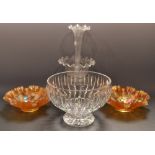 Heavy lead crystal fruit bowl- 2 carnival dishes Victorian Epergne (4)