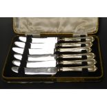 A set of six silver hafted tea knives,