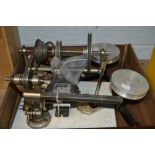 A watchmaker's lathe, Robert Pringle and Sons, London; a pair of craftsman's turntables,