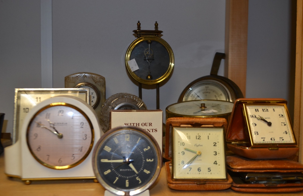 A brass aneroid barometer Shortland Smiths, clocks, barometer, travel clocks,
