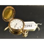 An Elgin gold plated hunter pocket watch, engraved case,