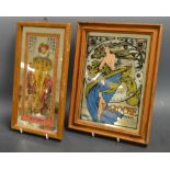 An Art Nouveau style picture mirror, L'Aroche Parfum; another,