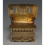A 19th Century Russian silver gilt salt chair, with pierced back,