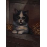 A** Lemon (early 20th century)
Kitten in a Barn
signed, oil on panel,