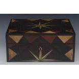 A Colonial hardwood and marquetry rectangular box,