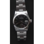 A gentleman's Rolex  Perpetual Air-King Date stainless steel wristwatch, black dial,