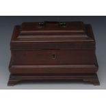A George II mahogany vasular moulded rectangular tea caddy,