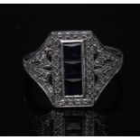 An Art Deco sapphire and diamond ring,