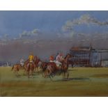 Michael Crawley (Contemporary)
The Line-Up, Newmarket
signed, watercolour, 39cm x 48.