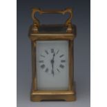 An early 20th century lacquered brass five-glass carriage clock,