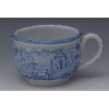 A 19th century blue and white opaque china dining room chamber pot,