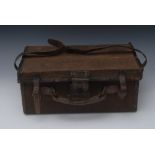 Shooting - an early 20th century leather and canvas cartridge box,