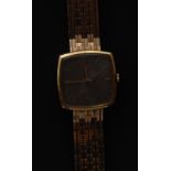 A gentleman's  Jaeger Le Coultre Club 18ct gold cased bracelet wristwatch, shaped square dial,