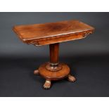 A William IV mahogany rounded rectangular card table,