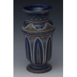 A Doulton Lambeth three-quarter girdle vase, designed by Florence E.