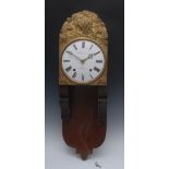 A French Morbier/Comtoise clock with mahogany bracket, 8-day movement striking on a bell,