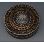 An 18th century gold mounted circular snuff box,