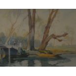 Frank Sherwin (1896-1986) 
Fishing from the Bridge 
signed, watercolour,