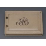 A George III ivory rectangular book shaped snuff box, hinged cover, 8.