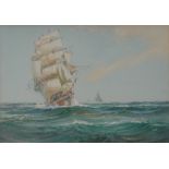 William Knox (1862-1925) 
Sailing Ship, on choppy seas
signed, dated 1919,  watercolour, 28.