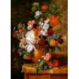 Continental School (contemporary)
Still Life, Vase of Colourful Summer Flowers,