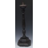 An 'Elizabethan' oak pricket candlestick,