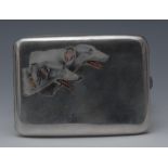 A continental silver rectangular pocket cigarette case, for the Russian market,