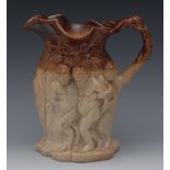 A late 19th century Brampton  brown salt glazed stoneware Silenus jug,