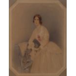 William Buckler (1814-1884)
Portrait of a Grace, wearing a white dress with pink trim,