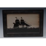 A 19th century marine silhouette, of a sailing galleon, 13.