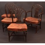 A set of ten 19th century mahogany hoop back dining chairs, pierced stop fluted vasular splats,