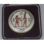 A Continental Art Deco silver and enamel circular powder compact,