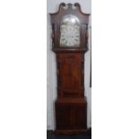 A Victorian mahogany long case clock, the white painted dial with Roman numerals, subsidiary seconds