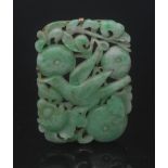 A Chinese jadeite and yellow metal panel brooch,