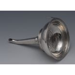 A George III silver wine funnel, reeded borders, shaped tang, curved spout, 12.