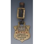 An interesting early 20th century brass RSPCA Merit Badge, London Cart Horse Parade 1912,