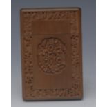 A Cantonese sandalwood rounded rectangular visiting card case,